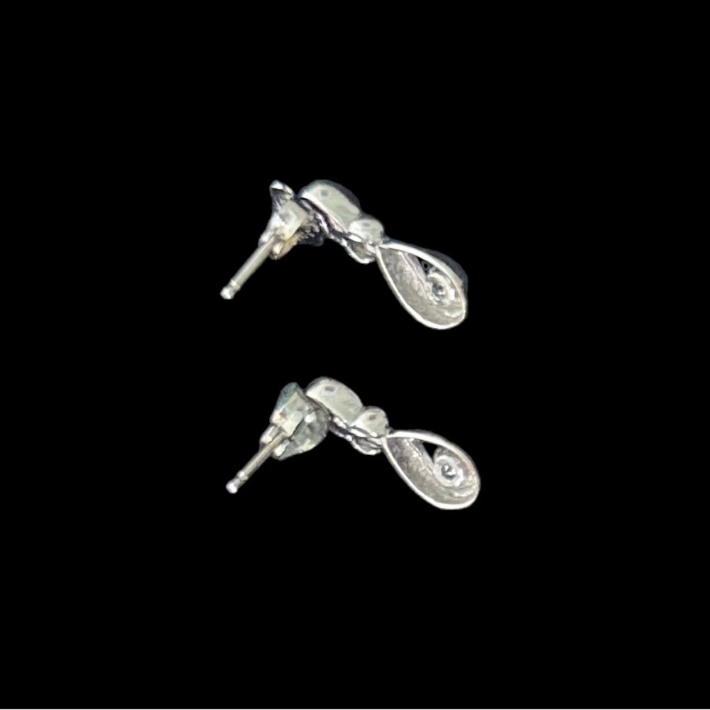 Sterling Silver Diamond Teardrop Earrings - Picture 5 of 6